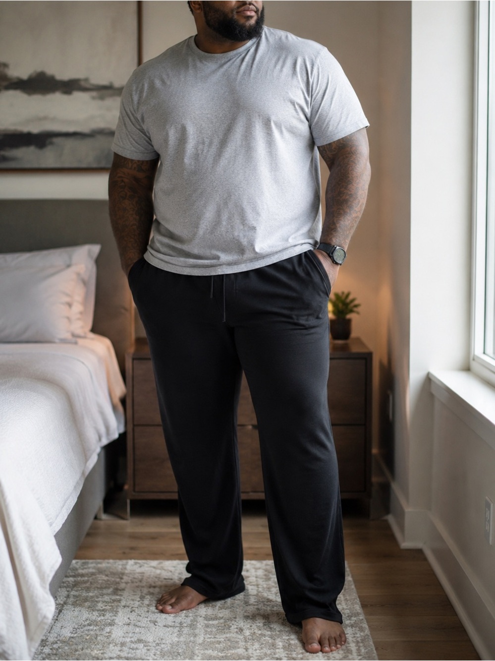 Britches Men’s Black Lounge Jogger Pants  3X Athleisure Sweatpants